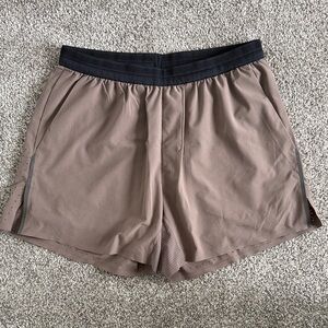 Brown Athletic Shorts with Black Waistband. Abercrombie and fitch